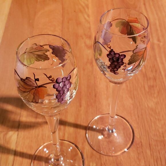 Hand Painted Wine Glasses, set of 2 - Picture 3 of 9